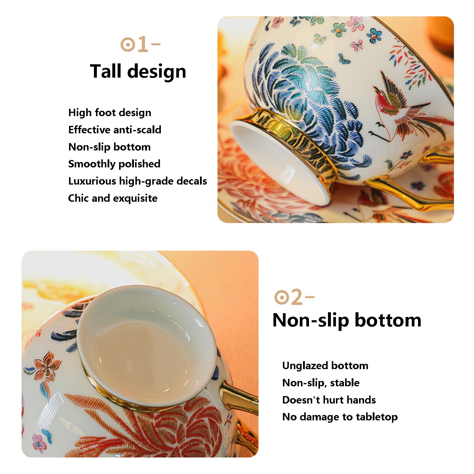 Zestaw spodków z europejskiej porcelany kostnej, ceramiczna filiżanka do herbaty i kawy, popołudniowa herbata, do domu, kuchni, biura (6 szt.)