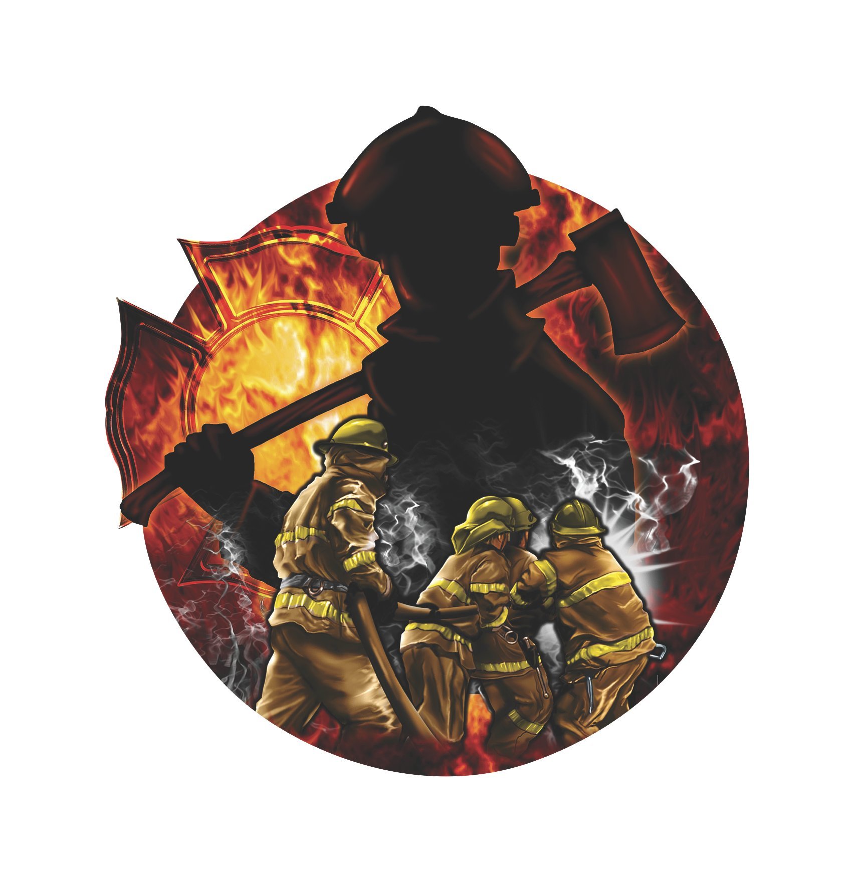 Vinyl Junkie Graphics Firefighter with Flame Sticker/Decal