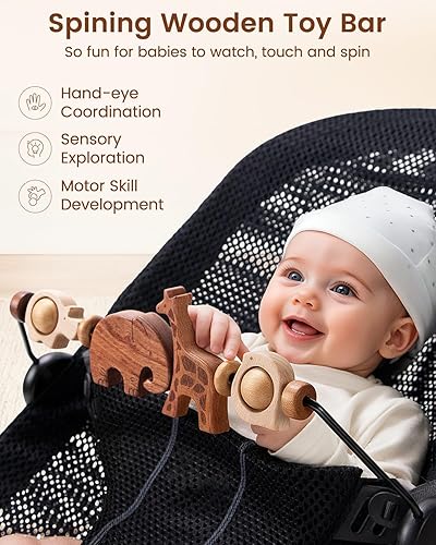 Miniatura 2 de Baby Bouncer - Barra de juguete de madera compatible con Baby Bjorn Bouncer, accesorio de juguete de ajuste apretado y seguro, muy divertido de ver,