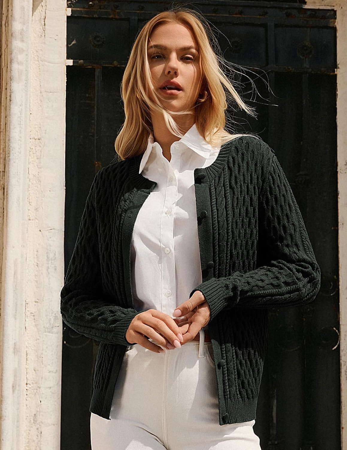 GRACE KARIN Womens Cable Knit Cardigan Sweaters, Button Down Cardigans 2026 Spring, Casual Long Sleeve Tops - Image 9