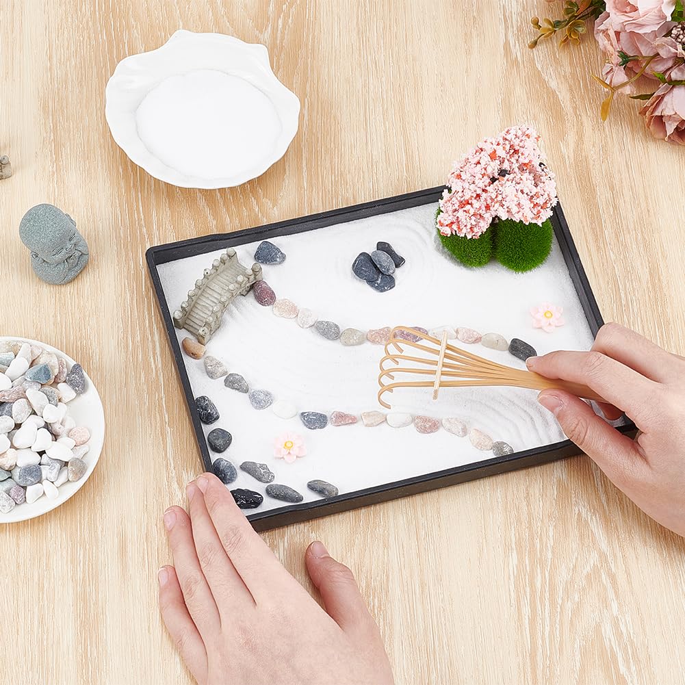 Kit Jardin Zen Miniature Pour Bureau - Bac à Sable Japonais Avec Accessoires 21x15.7cm - 4