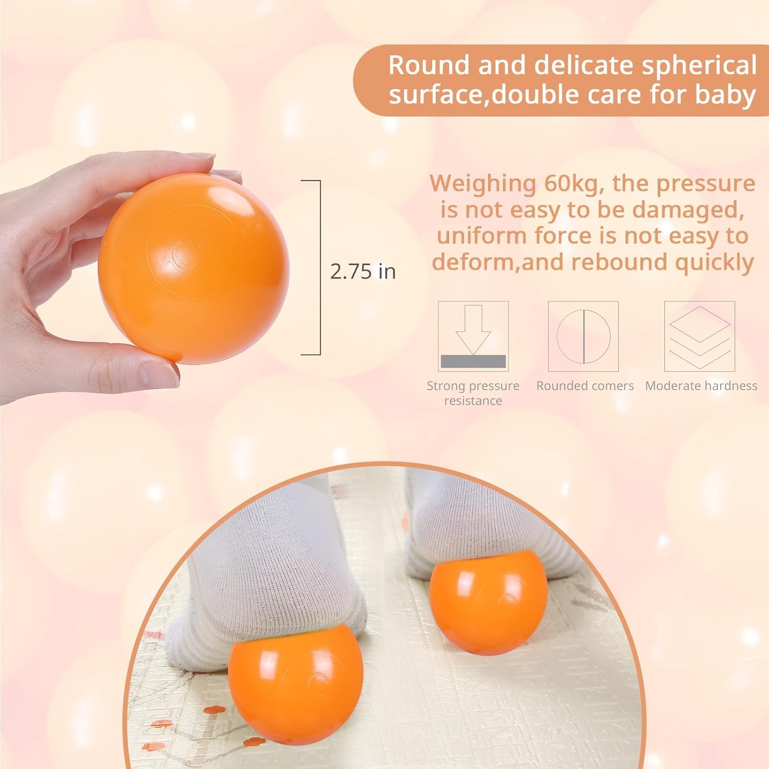Ball Pit Balls - 2.7inch Plastic Ball Play Balls BPA Free Phthalate Free Non-Toxic Play Balls for Children Ball Pit Party Brithday Ball Pool Tent