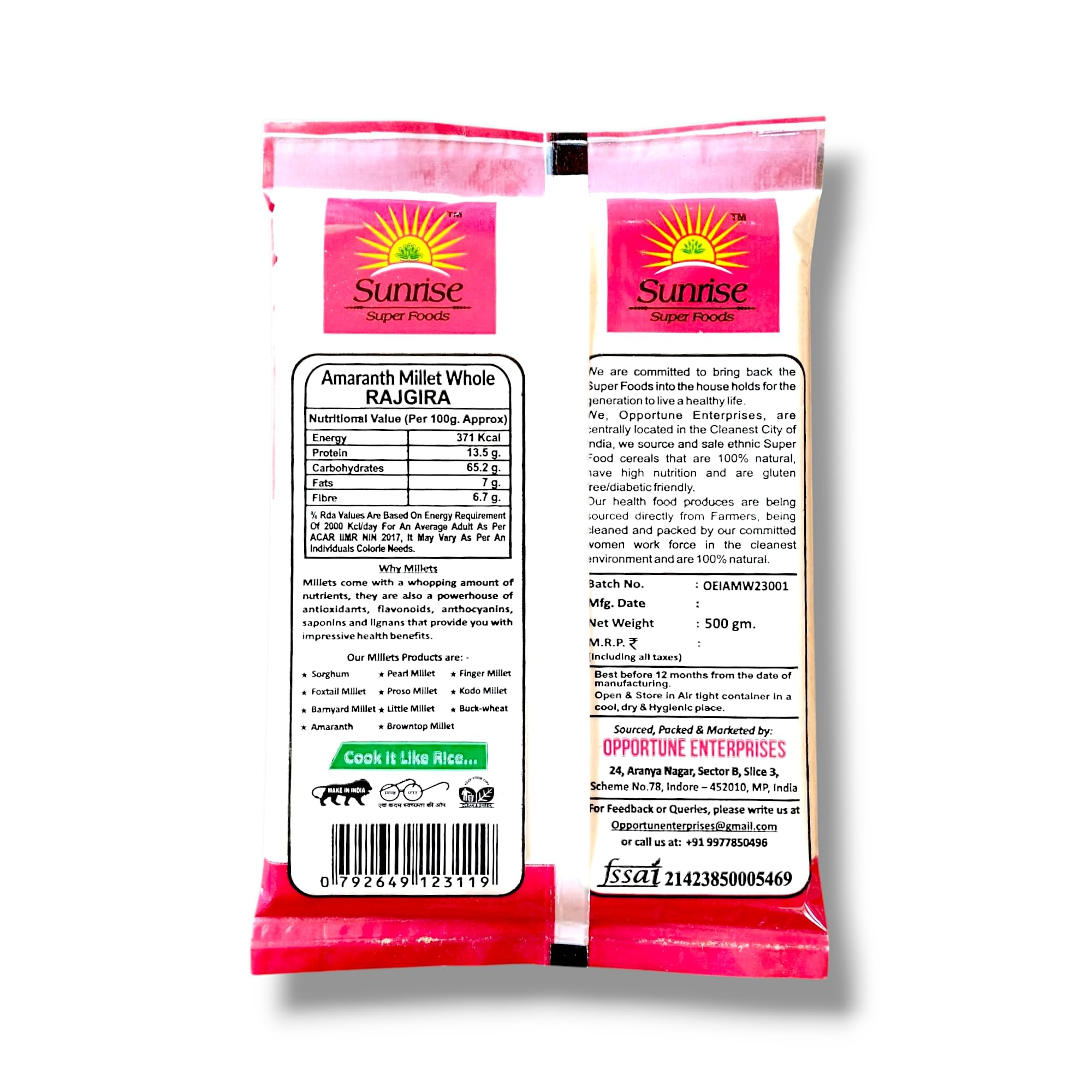Sunrise Super Food Rajgira Atta- 2000g Pack Of 4 | Amaranth Flour/Chakki Rajgira Atta | Gluten-Free Millet Flour for Soft Rotis | Ideal for Upwas, Farali & Vrat | High in Protein & Fiber Gluten Free 1