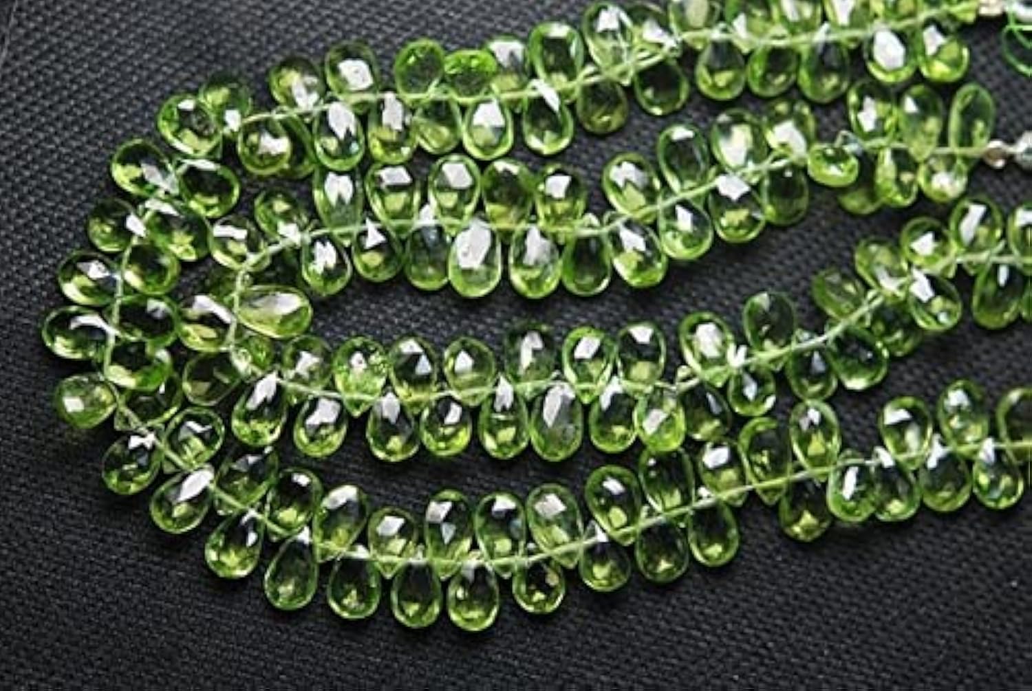 Peridot briolette perle pierre naturelle vert poire facettée 7-8mm