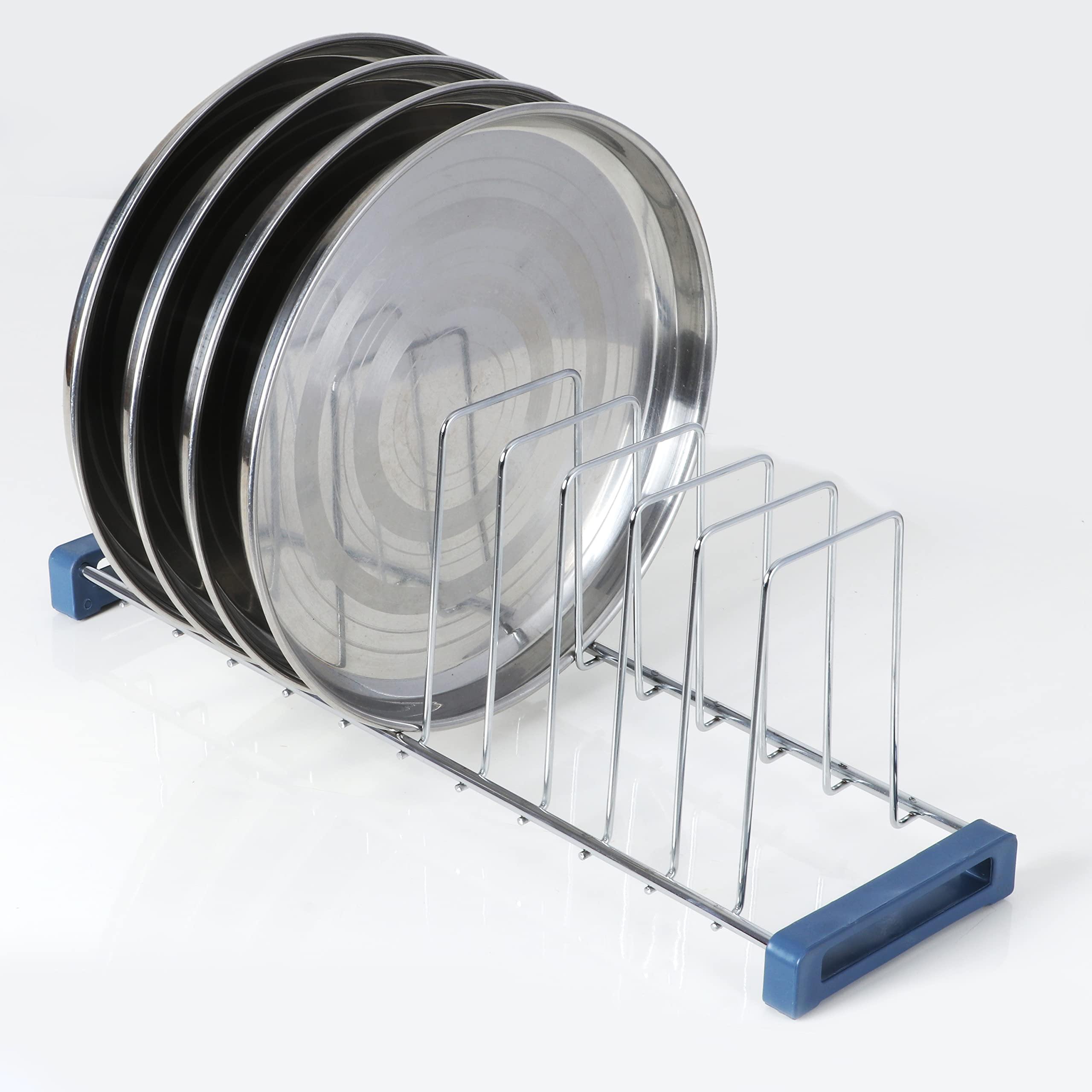FIT N FORGET Stainless Steel THALI Rack/Plate Rack//STANDUM Rack with 10 Sections (Size: 50.8 * 25.4 * 12.7 CM)