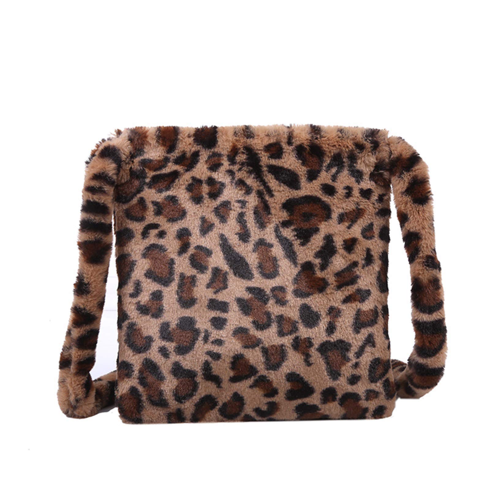 Leopard Print Faux Fur Clutch Purse – Plush Tote Bag With Chain Strap For Women