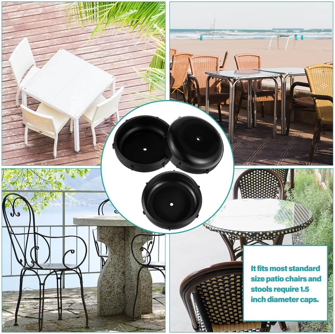 Wrought Iron Chair Feet Floor Protection Round Plastic Caps for Patio Furniture Legs (20pcs)