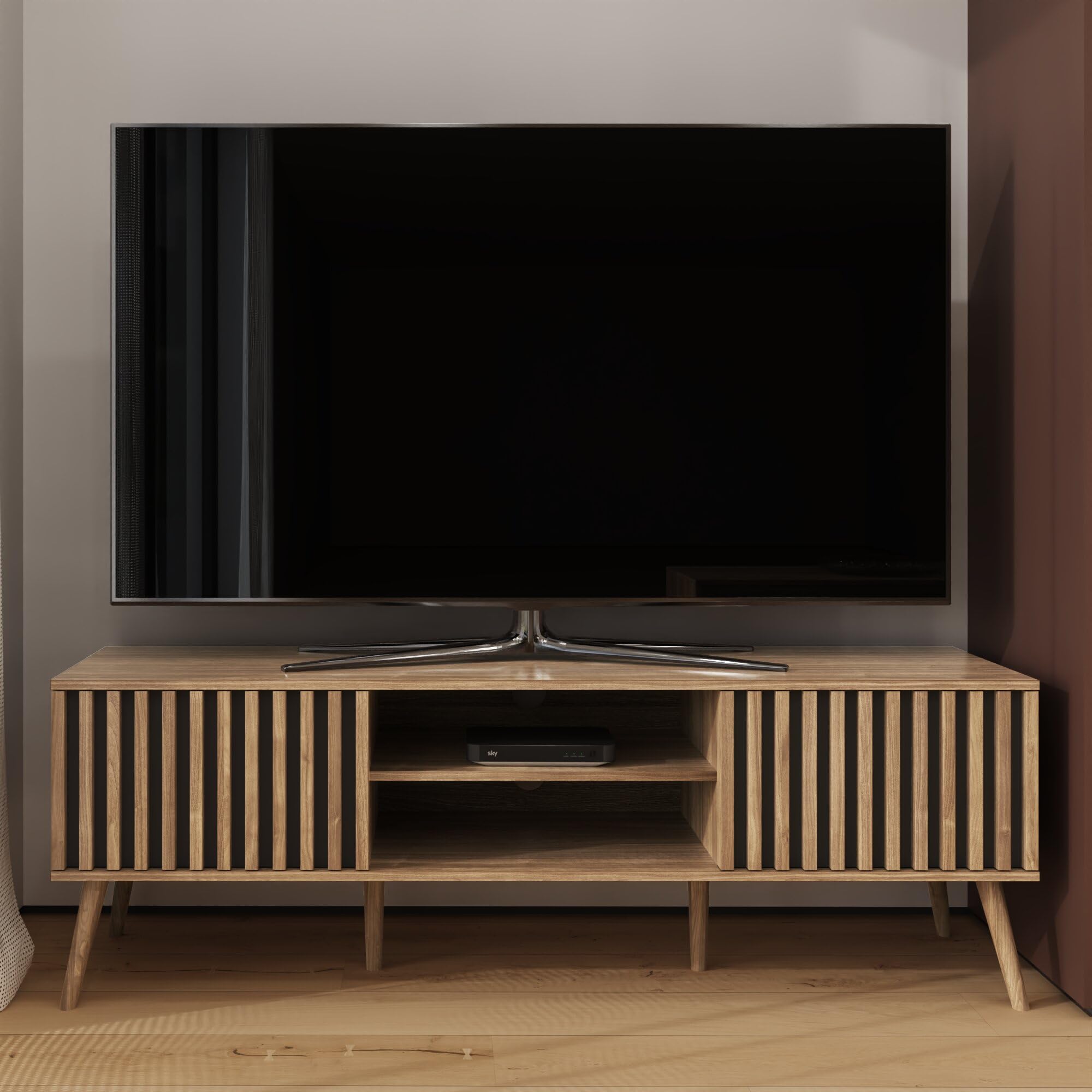 Gfw Rowen Tv Unit - Fits Up To 55 Inch Tv - Oak/Black - Fsc&Reg; Certified
