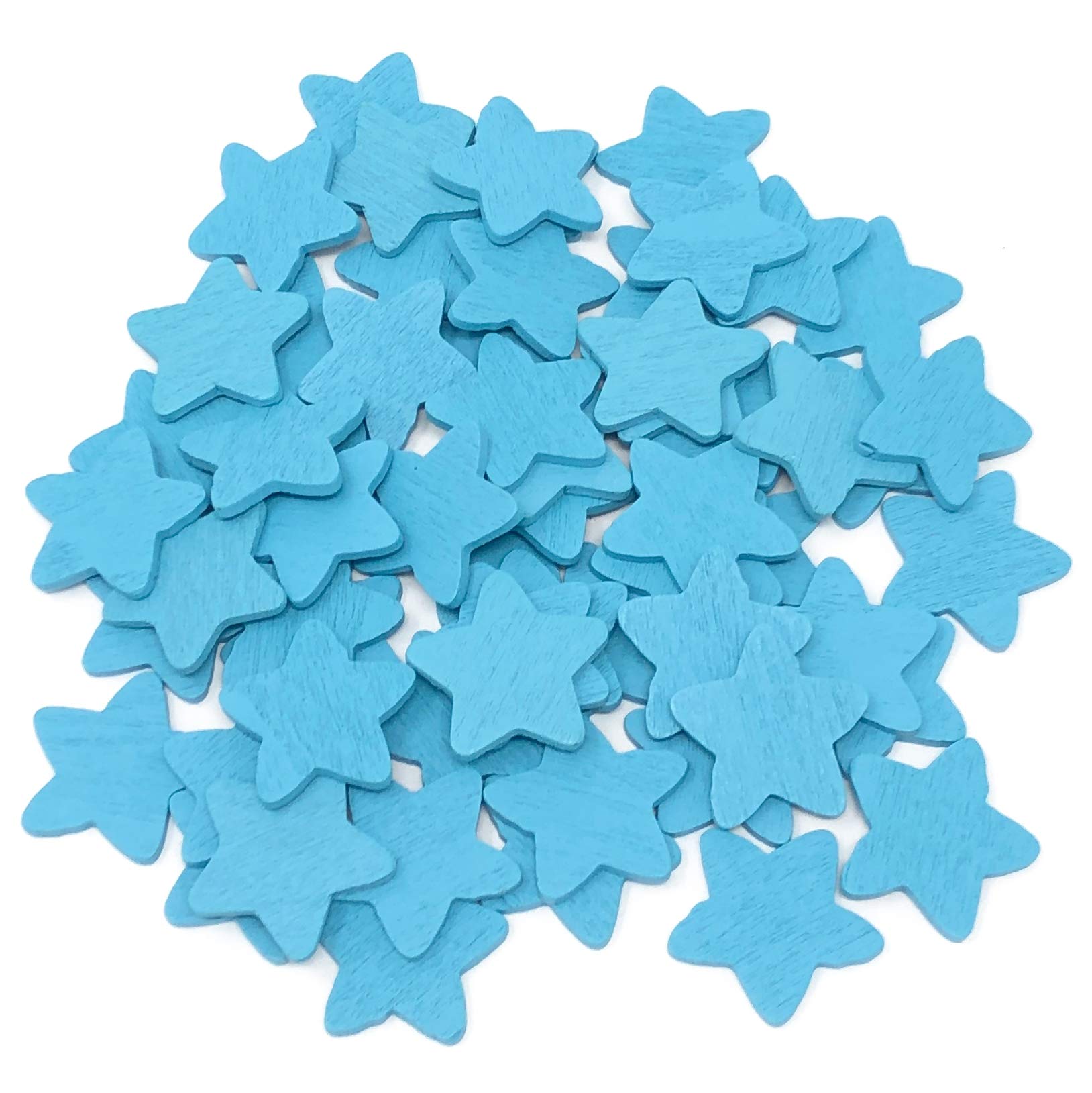Blue 18mm Stars Wooden Shabby Chic Craft Scrapbook Vintage Wood Star (50)