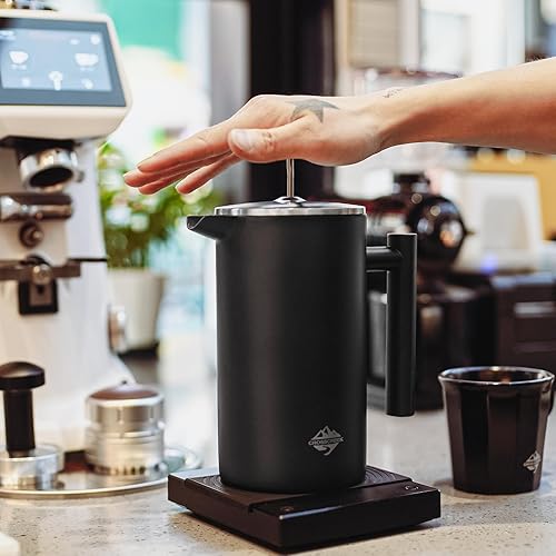 Miniatura 5 de CrossCreek Cafetera de prensa francesa prensa de café de acero inoxidable 304 34 onzas 4 tazas con recipiente de café de 212oz prensas francesas de