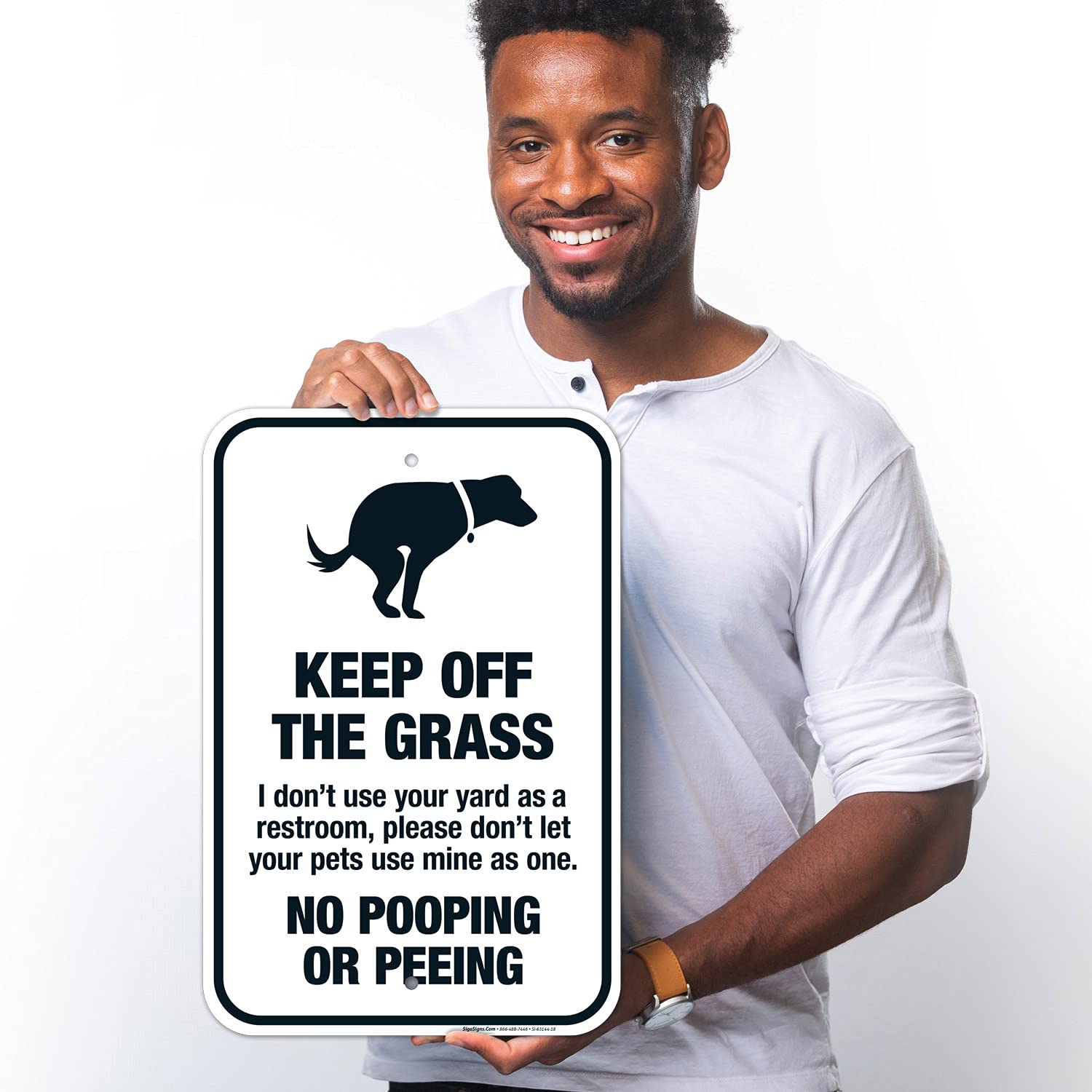 Keep Off Grass No Dog Pooping Or Peeing I Don't Use Your Yard As Restroom Please 12x18 Inches, Rust Free .063 Aluminum, Fade Resistant, Made in USA
