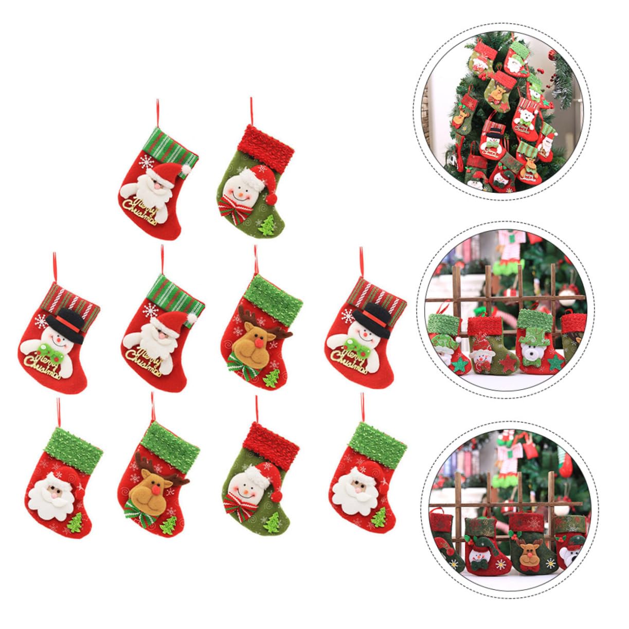 TOPBATHY 3 Sets 10 Stück Christbaumkugeln Set Vliesstoff Strumpfbeutel Baumanhänger Dekoratives Partyzubehör