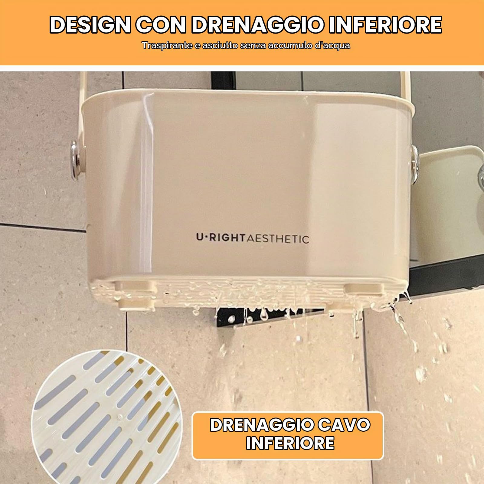 Balakaka Cestino Per Doccia 8 L Avec Couvercle Transparent