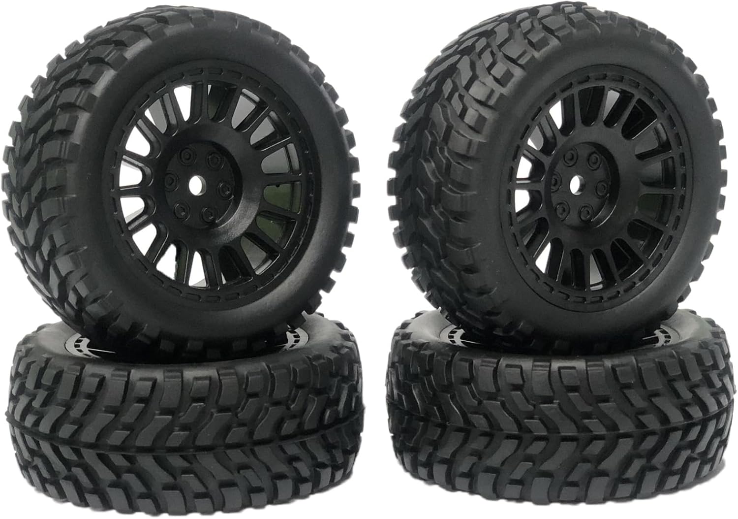 4PCS 75mm Rubber Tyres Tires with Foam Inserts and Plastic Wheel Rims 12mm Hex for 1/10 On-Road RC Drift Touring Car 1/14 1/16 1/18 Rally Car Replacement Parts(Black)