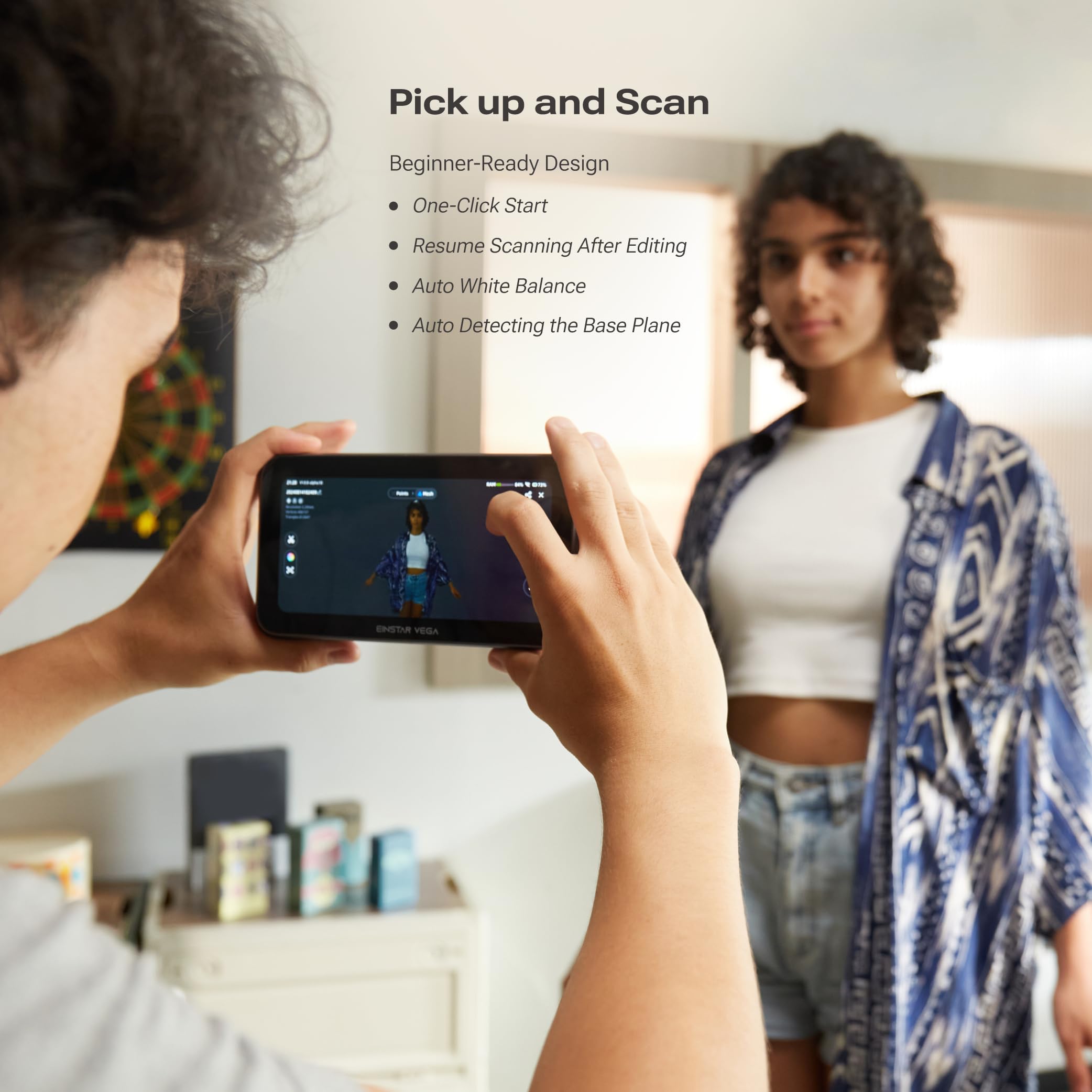 SHINING 3D EINSTAR VEGA Kabelloser 3D-Scanner, All-in-One Handgerät, Duale Technologie für kleine bis große Objekte, 48MP Farbe, Kompatibel mit Win/Mac, 32 GB