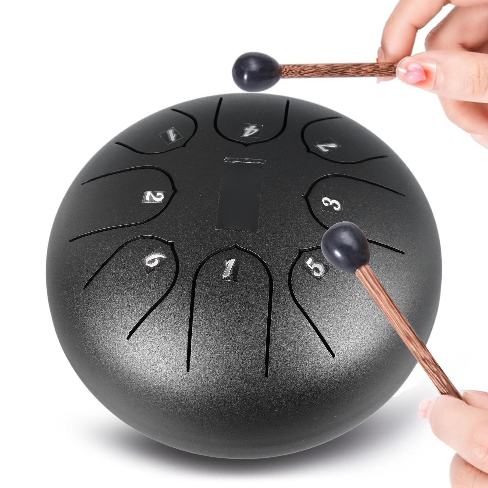 Tamburo per lingua professionale da 15,2 cm, in acciaio inox, con 8 toni, per meditazione