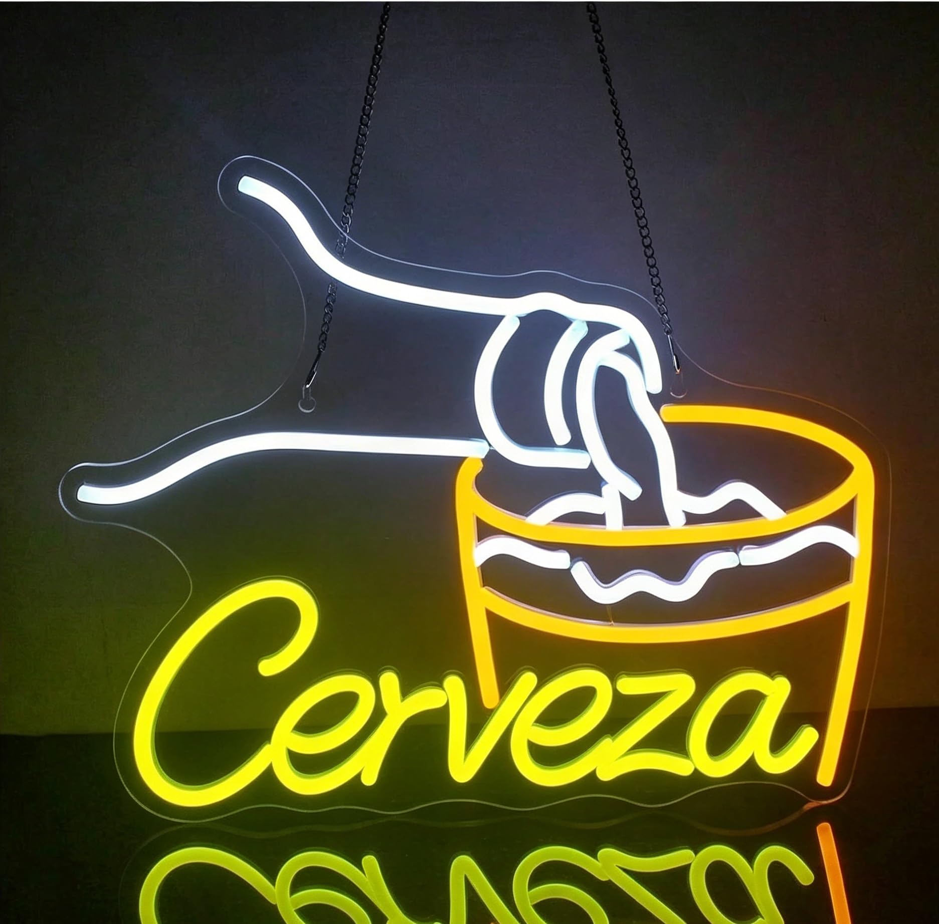 Signs Lamp "Cerveza" Beer Mugs Neon Sign Dimmable