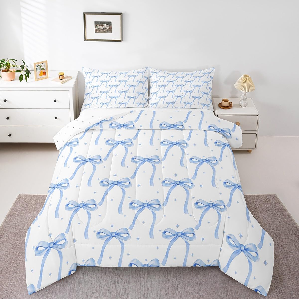 Castle Fairy Ukiyoe Ocean Queen Comforter Set,Japanese Style Cherry Blossom Down Alternative Comforter Adults Bedroom Decor,Blue Mountain with Sunrise Ultra Soft Microfiber Inner Fill 3Pcs Bedding