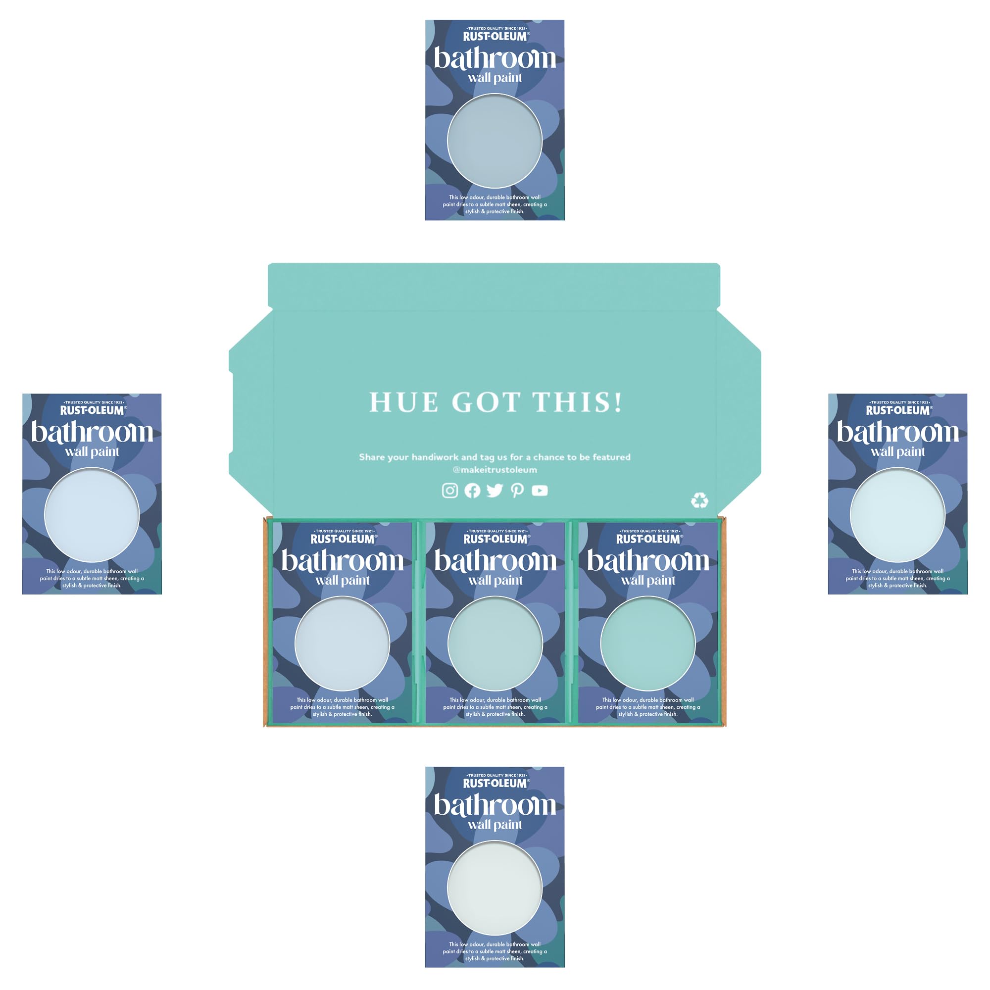 Rust-Oleum Bathroom Wall Paint in Matt Finish - Soft Blues Tester Box