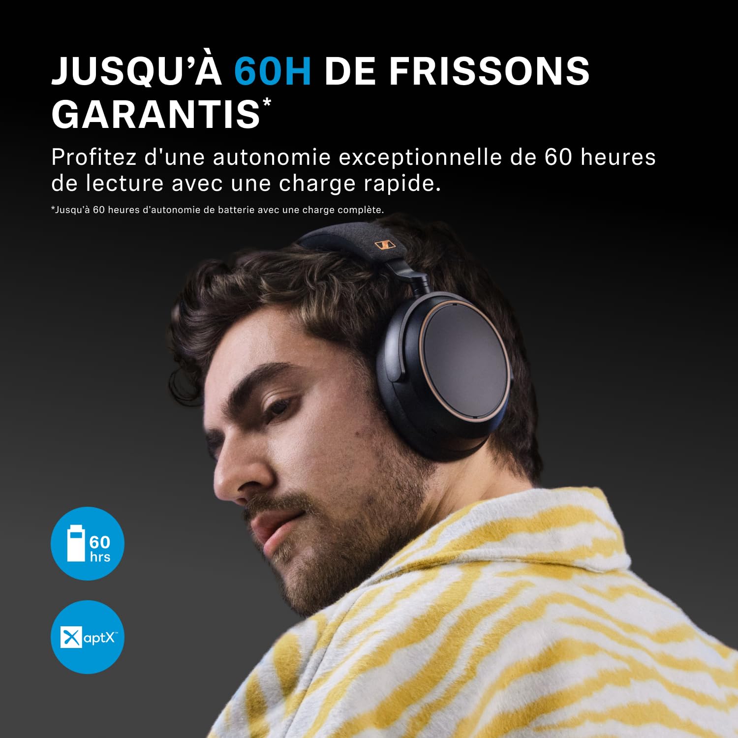 Sennheiser MOMENTUM 4 Casque Sans Fil à Réduction de Bruit, Casque Bluetooth pour Appels d'une Clarté Cristalline avec ANC Adaptatif, Casque Over Ear, 60 Heures d'Autonomie, Design Pliable, Noir