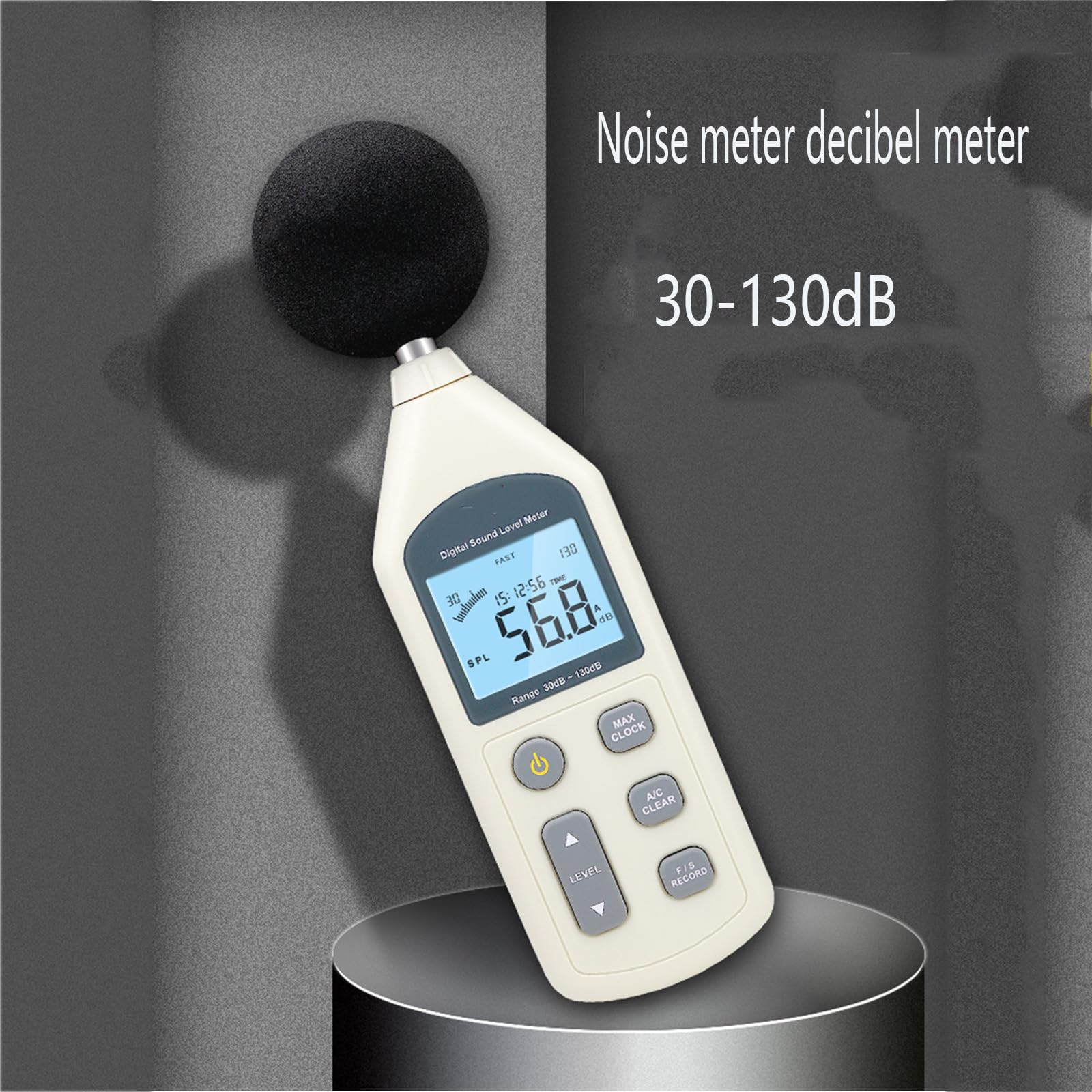 Medidor De Decibelios, Sonómetro Profesional con Pantalla Retroiluminada, Compatible con USB, Medidor De SPL De 30 a 130 DB, Medidor De Ruido con 4700 Memorias