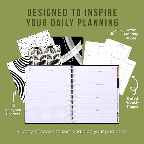 Miniatura 3 de Happy Planner - Agenda de 12 meses encuadernada en disco, enero a diciembre de 2025 diaria, semanal y mensual, tamaño grande, diseño de tablero,