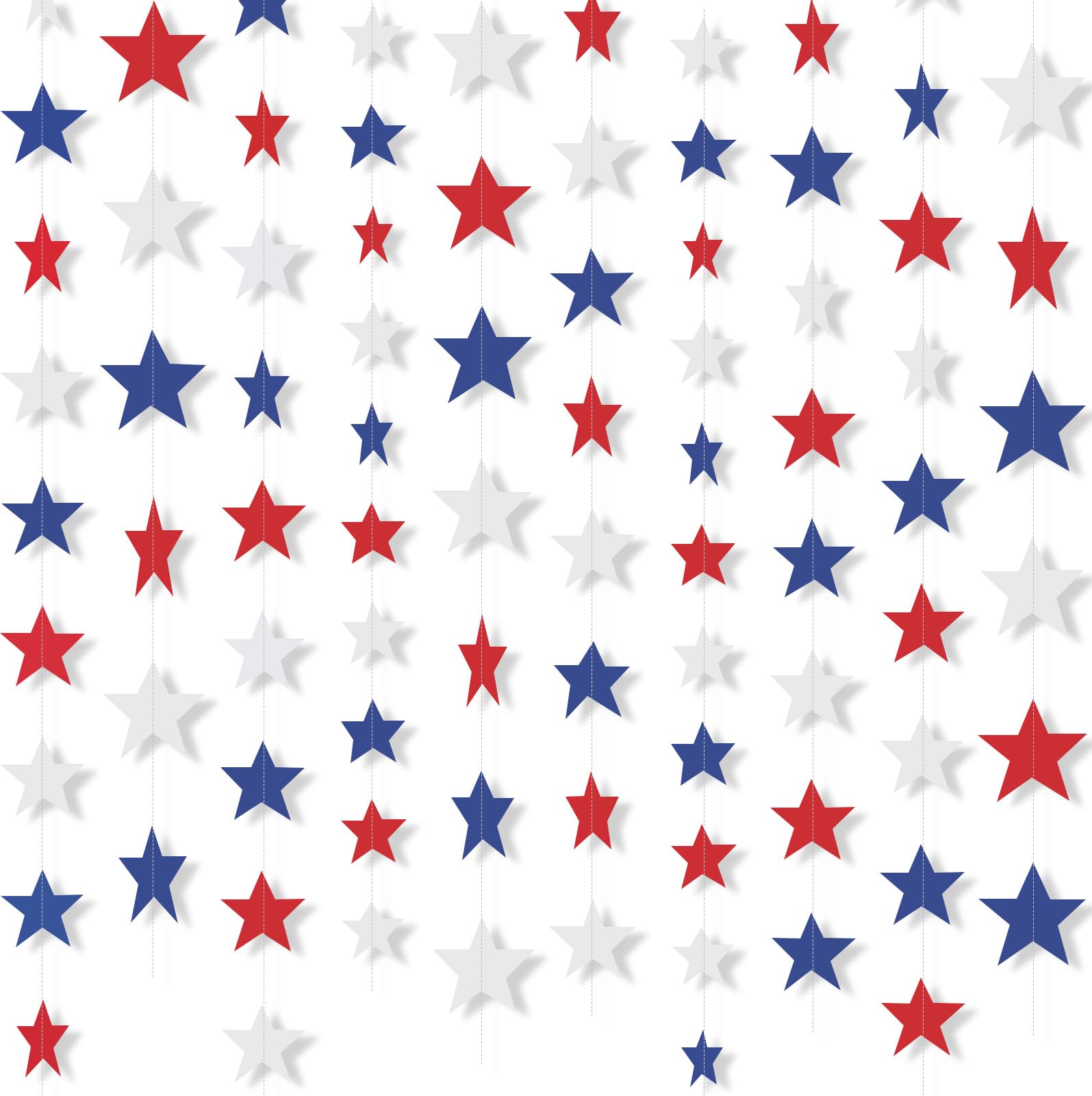 Patelai Glitter Star Garland Banner 2026 Graduation Decor 130 Feet Star Hanging Banner Twinkle Backdrop for Party Birthday Classroom Wedding Supplies(White, Red, Royal Blue)