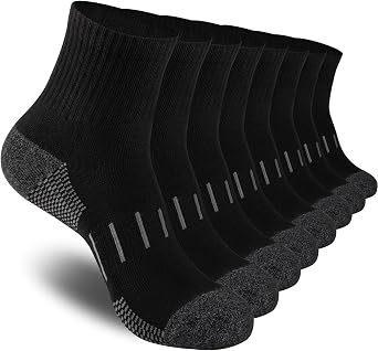 Heatuff Mens Ankle Athletic Socks Quarter Cushion Moisture Wicking Running Sports Work Socks8 Pairs
