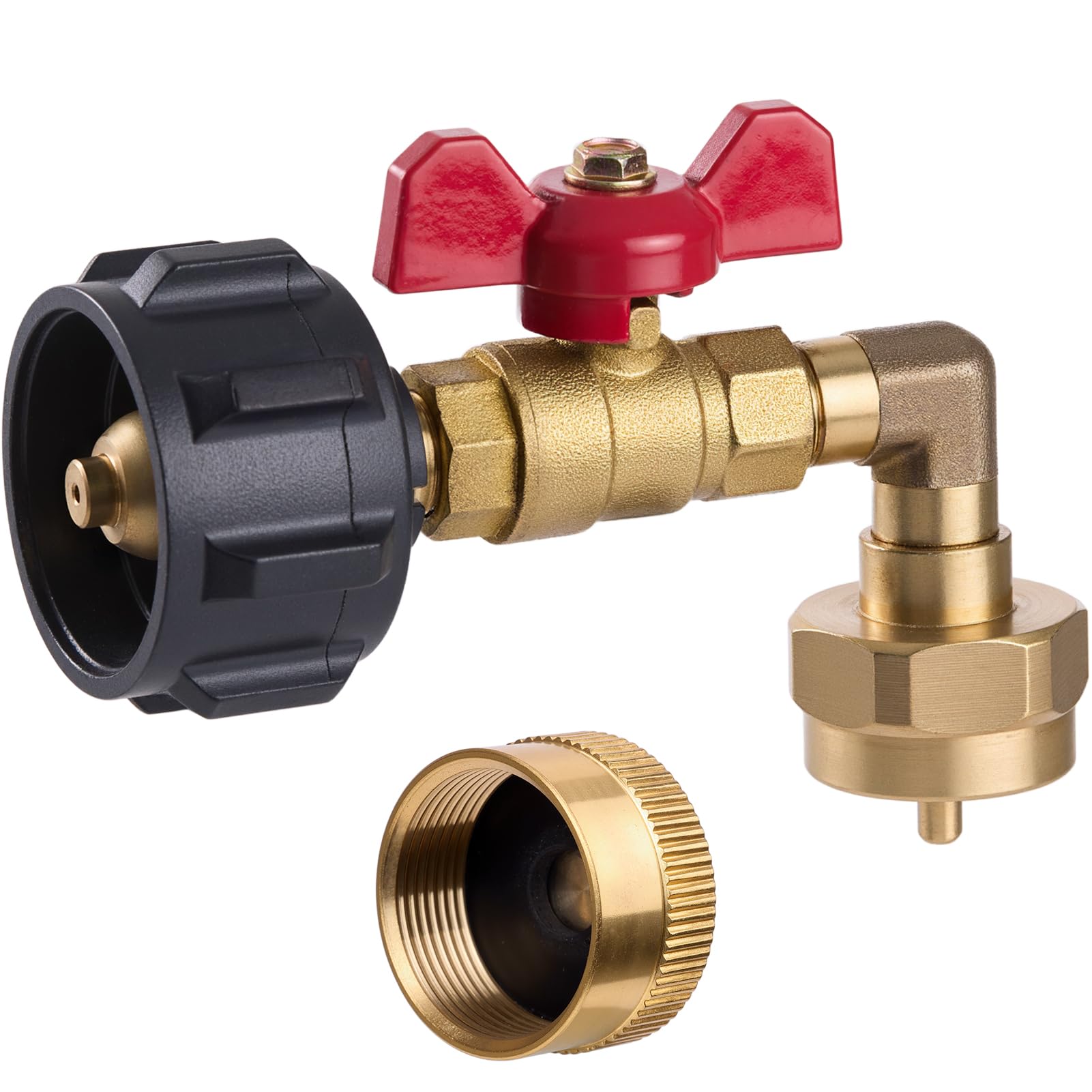 Propane Refill Adapter Safety Switch and luminous Indicator, Solid Brass Material Gas Adapter 20lb to 1lb Converter
