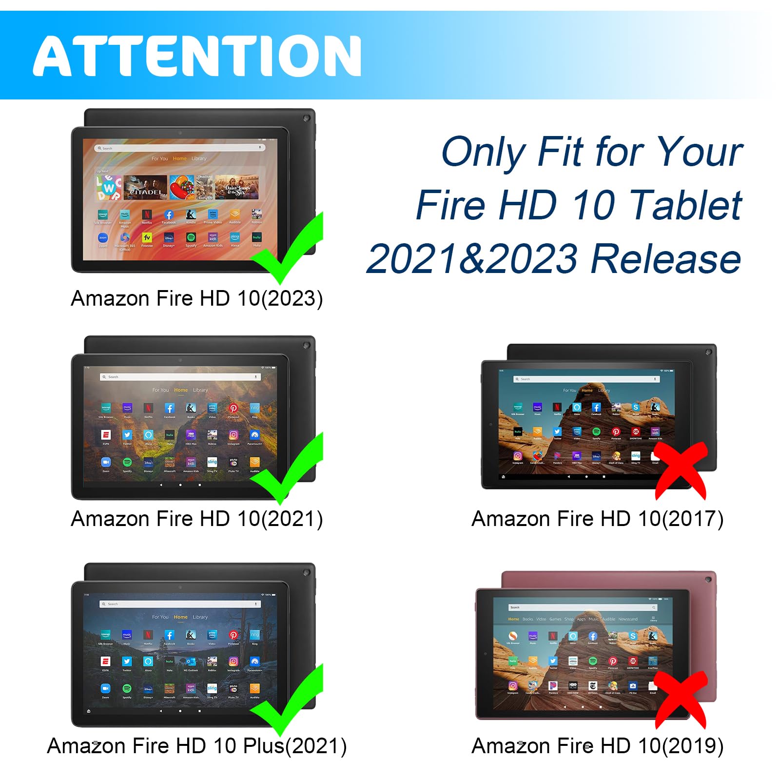 Fire HD 10 Tablet Case for Kids, (13th/11th Generation,2023/2021 Release), Ubearkk Rotating 360 Kickstand Lightweight Shockproof Protective Case Cover Blue