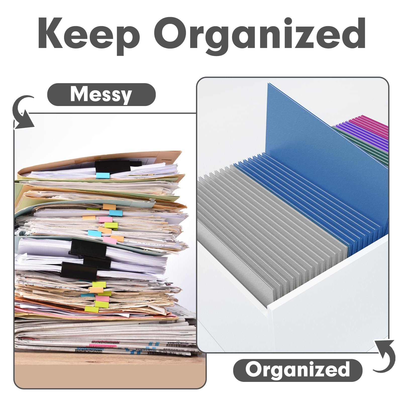 Two Pocket Folders, PANDRI 50 Pack 2 Pocket Folders, Letter Size Paper File Folder for School Office Home Business, Assorted 5 Colors