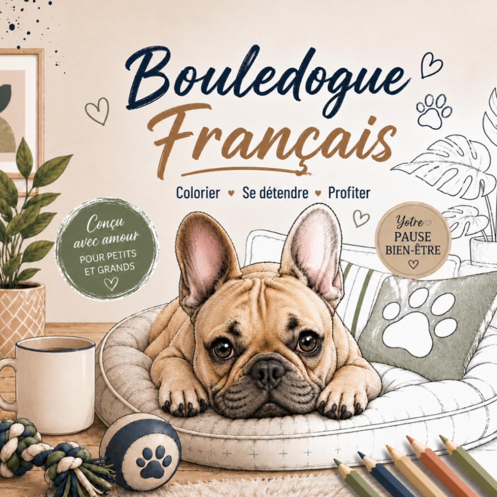 Livre de Coloriage Bouledogue Français: Adorables et Réalistes Dessins de Bouledogues Français à Colorier pour Enfants et Adultes | Détente, Créativité et Plaisir