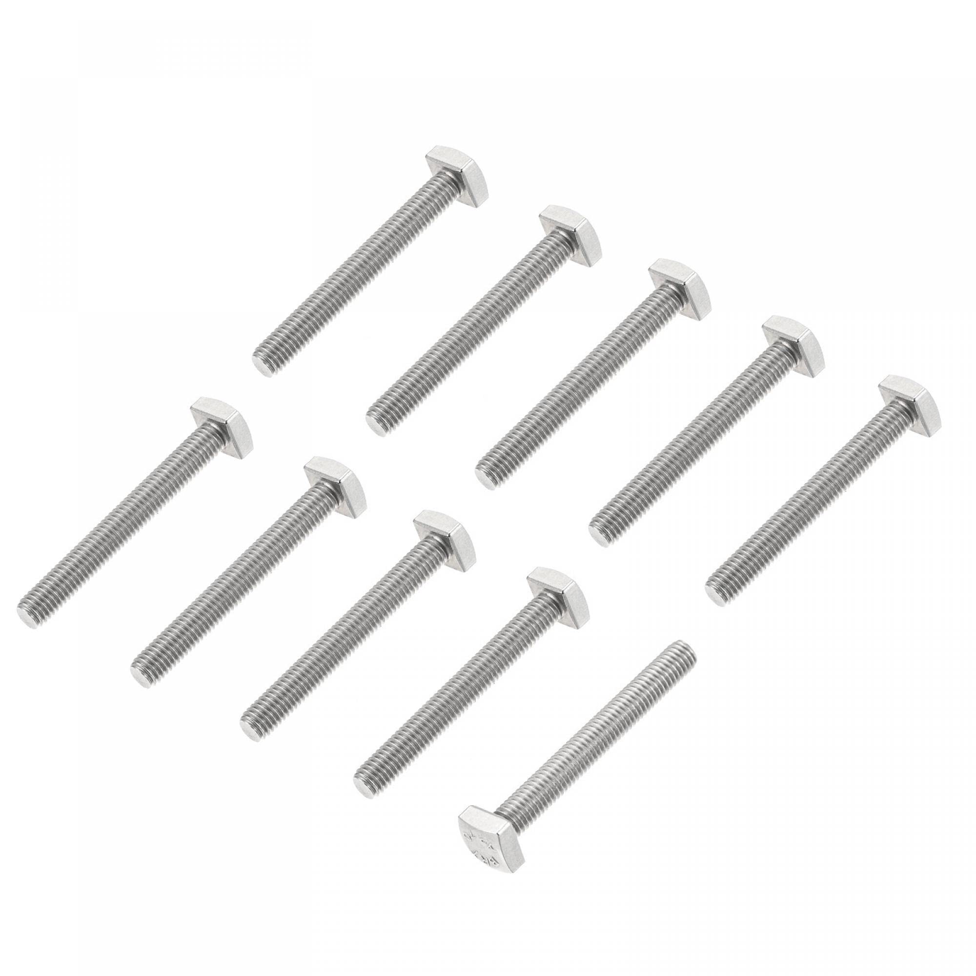 sourcing map Square Head Bolt, 10pcs M5x35mm Fully Thread 304 Stainless Steel Grade C Square Machine Screws