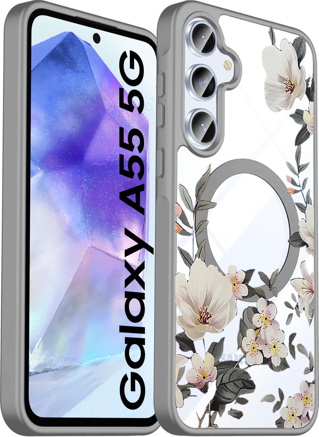 VONZEE Galaxy A57 5G Floral Case - Blue -7 VONZEE Galaxy A57 5G Floral Case - Blue -7