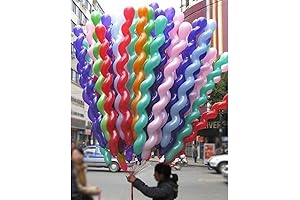 40 Inch Assortment of Latex Spiral Balloons for Boys' and Girls' Birthdays (100 Count)