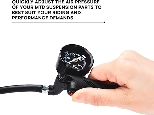 Miniatura 2 de Boulder Tools Bomba de choque para bicicleta de montaña - Bomba de aire con manómetro y purga de aire para horquilla y suspensión trasera -