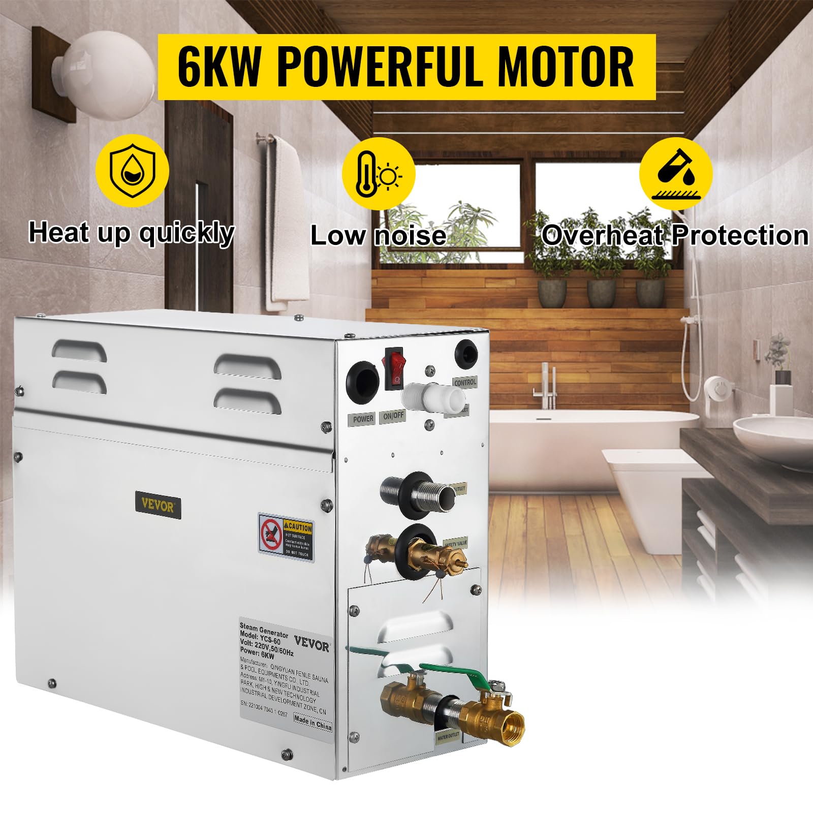 6KW Generatore di Vapore Sauna Home Spa Doccia Generatore di Vapore per Bagno Turco di Piccolo Volume con Controller Digitale