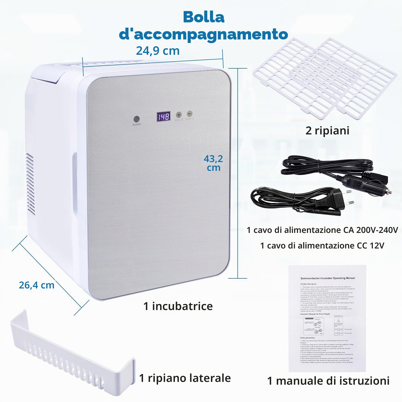 Incubatore, 10 l, 35-148 ℉, armadio termostatico per uso generale di laboratorio, ciotole di Petri, semi, 12 V/110 V