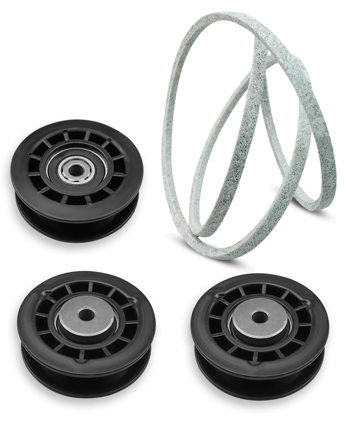 Replace 587973001 587969201 Pulleys & 580364609 Belt Kit Fit for Husqvarna HU700H Poulan Pro PR675AWD Craftsman Series Lawn Mower, Idler Pulley Drive Belt Kevlar Repair kit