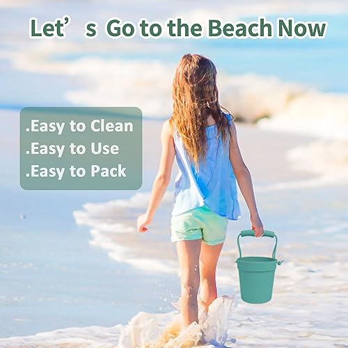 Miniatura 4 de Juguetes de playa de silicona, 8 piezas, juguetes de playa para bebés, incluyendo cubo, pala, 5 moldes de arena, bolsa de playa, juguete ecológico,