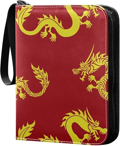 Miniatura 2 de Carpeta de tarjetas de dragones amarillos con 400 bolsillos, carpeta de almacenamiento de tarjetas intercambiables, álbum con mangas, cremallera