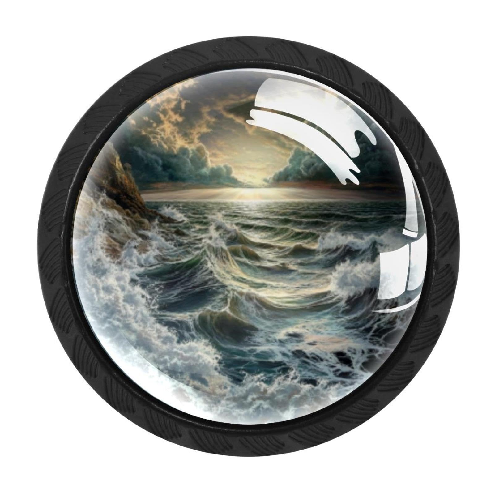 Bouton d'armoire de salle de bain rond noir finitions soignées