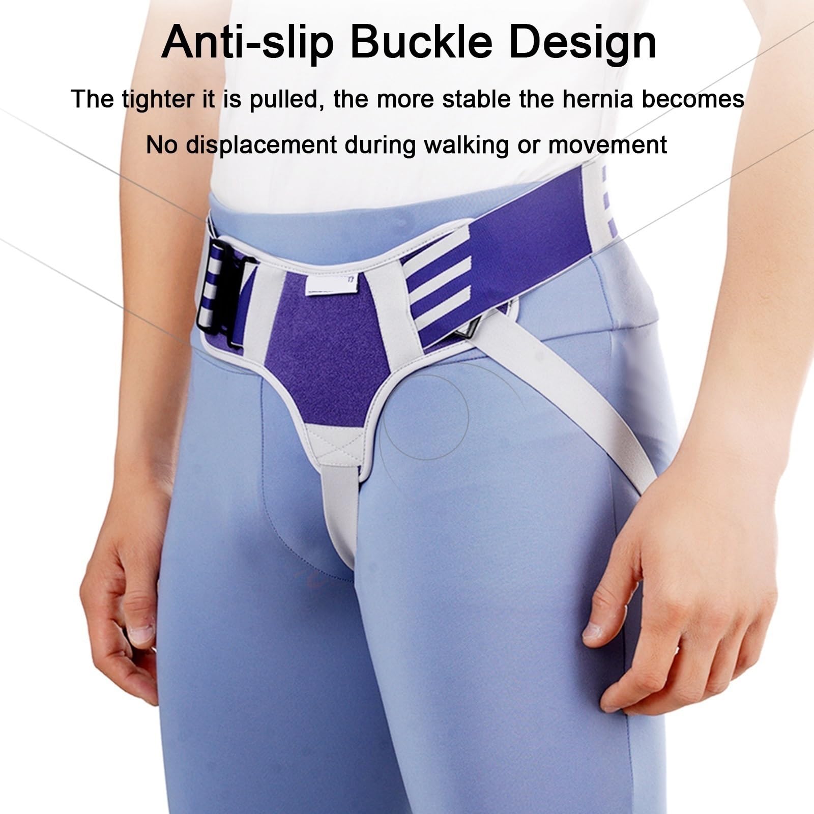 Leistenbruchgürtel für Männer und Frauen, Herniengürtel mit 2 Druckpolstern, Verstellbarer Schnalle, für Linksseitigen Leistenbruch(M)
