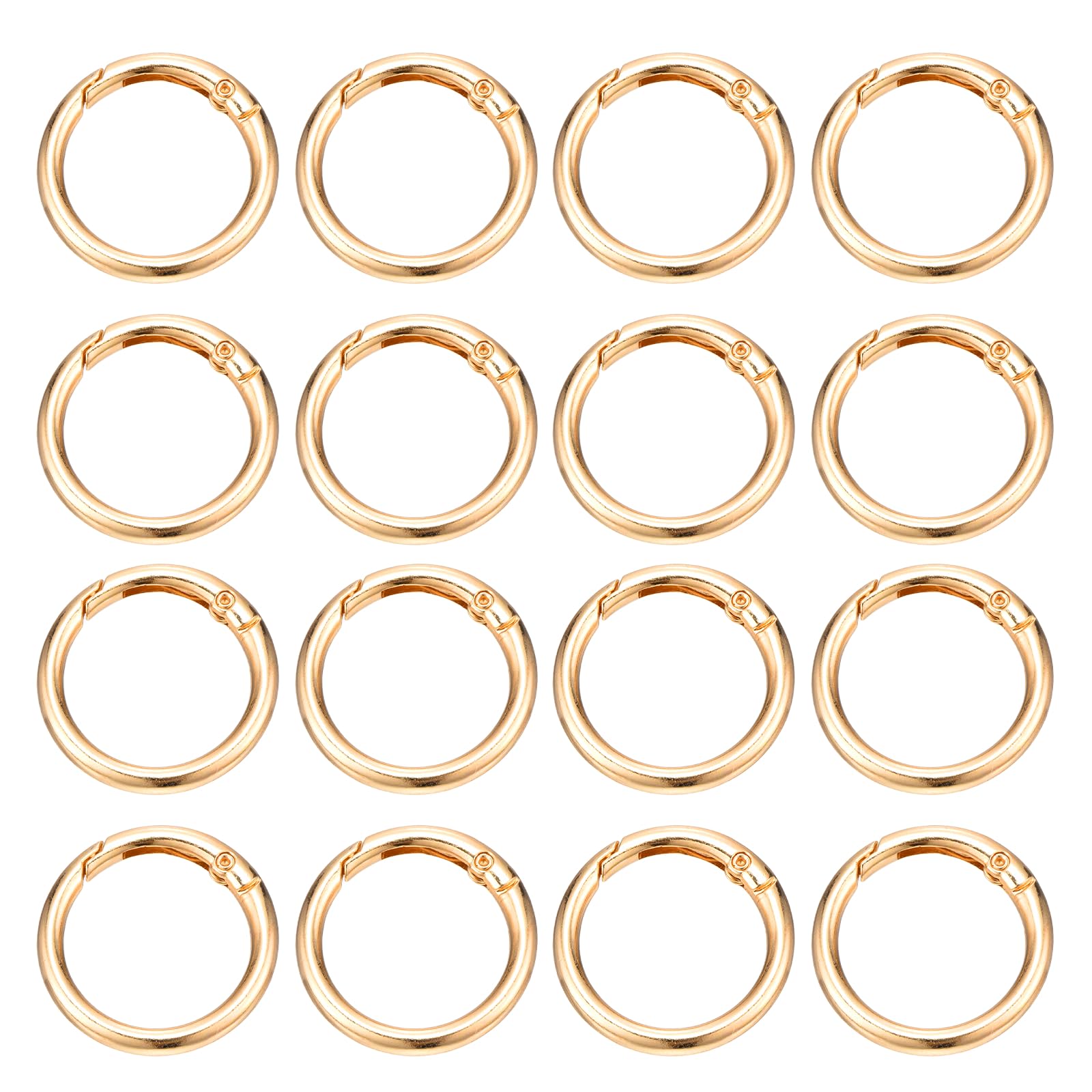PATIKIL 16 Pcs Metal Spring O Rings, 1.3"/32mm Trigger Spring O Ring Round Clips Snap Hooks Barrel Plating for Keyring Buckle Keychains Bag Charm Purse Handbag Strap DIY Craft, Pale Gold