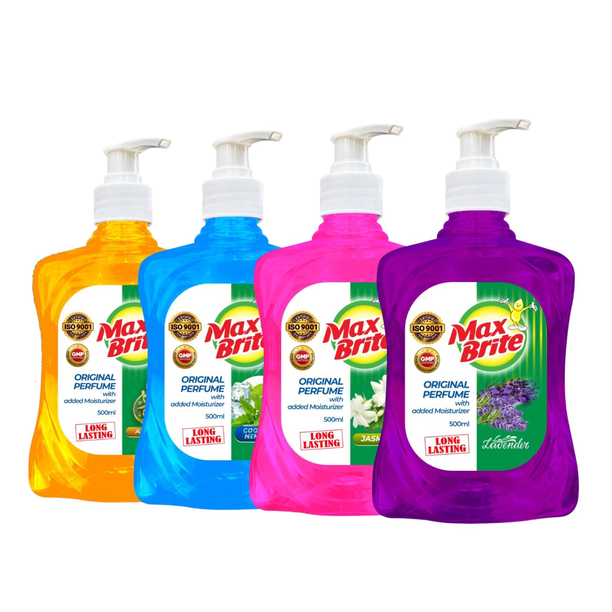 Liquid handwash- Original Perfume with Added Moisturizer, Long Lasting, For All Skin Types, Fragrance: Al Oud, Jasmine, Lavender & Cool Blue Menthol, 500 ml x Pack of 4