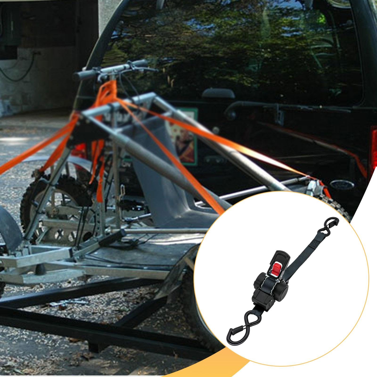 Sharplace Cinghia a cricchetto con ganci a S regolabili e autoavvolgenti, cinghia di fissaggio automatica per rimorchio, furgone, camioncino