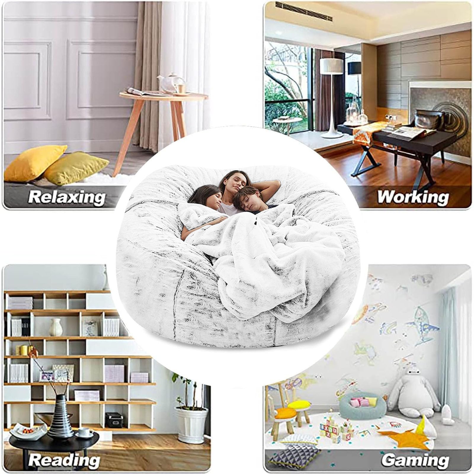 Funda para puf, piel sintética suave y esponjosa para muebles de sala de estar y dormitorio, cómoda funda de sofá cama para adultos