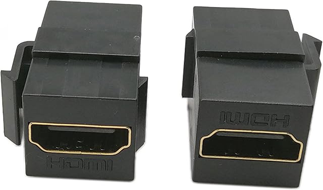 HDMI Keystone Jack Inserts, zdyCGTime (2-Pack) HDMI Keystone Female to Female Coupler Snap-in for Wall Plate - Black