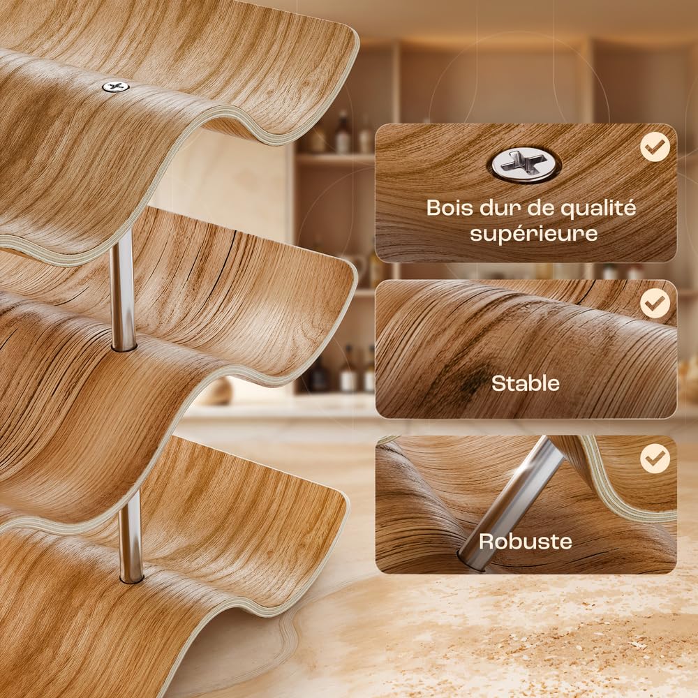 Dreiklang - be smart Casier à vin en Bois pour 12 Bouteilles | Stable et autoportant, Design Moderne et décoratif | Compact, Gain de Place, étroit, 3 Niveaux (41,5 × 22,5 × 15,5 cm)