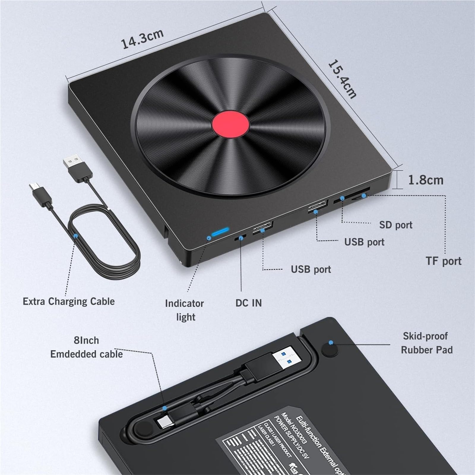 unità Blu-Ray Esterna 5 in 1, Lettore Ottico USB Portatile Sottile, Lettore CD/Dvd